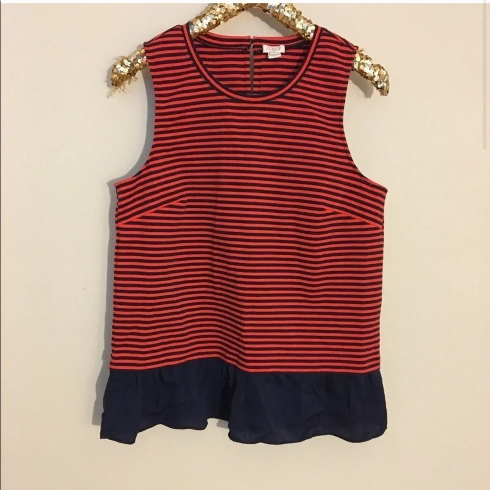 J. crew factory red and navy striped tank. M. NWOT
